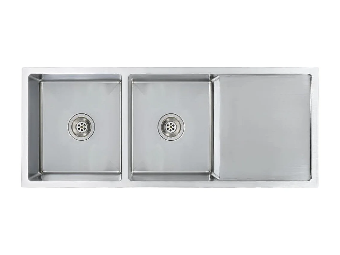 Évier de cuisine fait argenté 111.5 x 44 x 20 cm 02_0002366