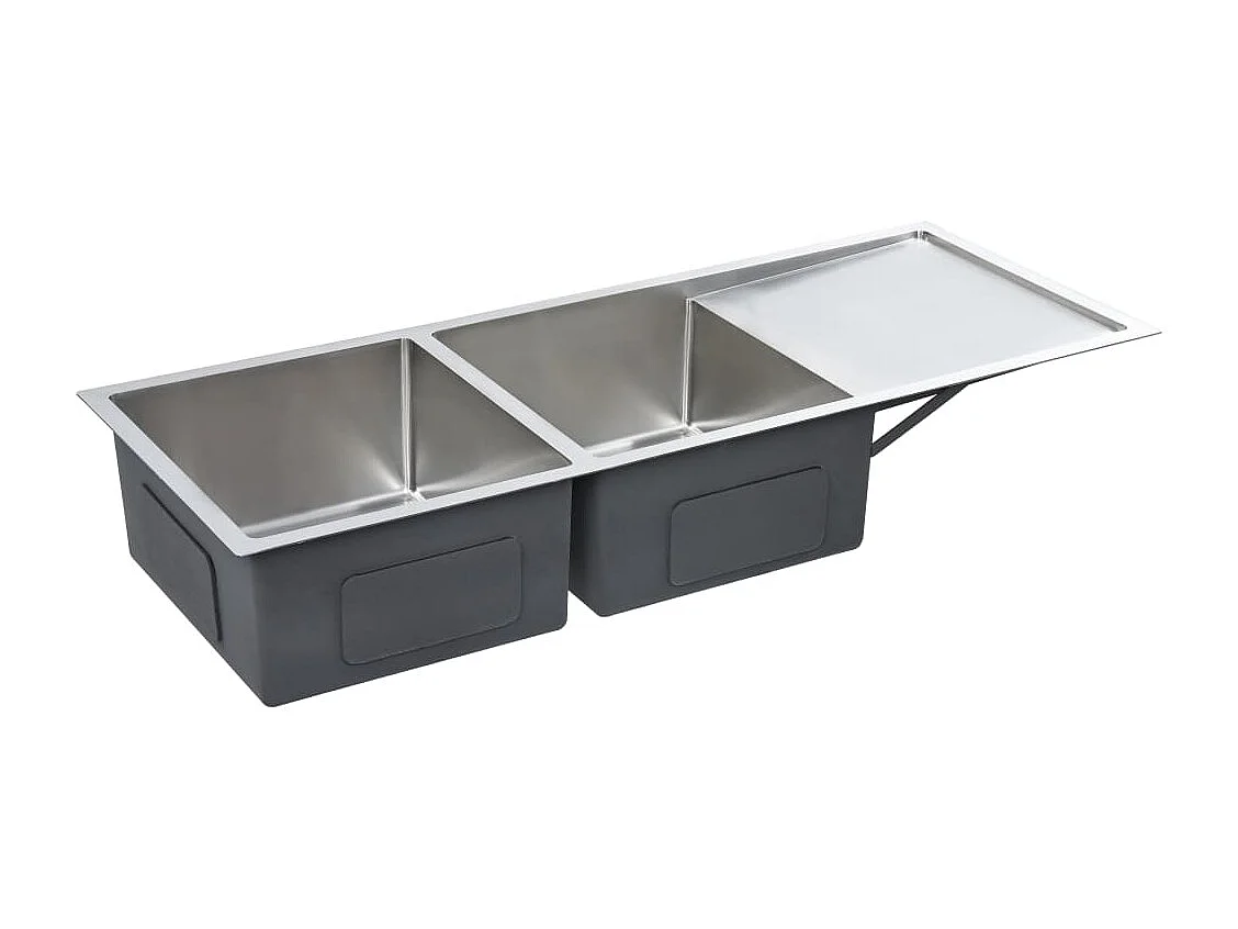 Évier de cuisine fait argenté 111.5 x 44 x 20 cm 02_0002366