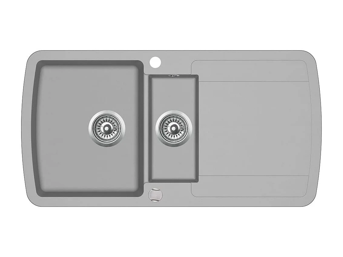 Fregadero de cocina de granito de dos senos gris decoración de la cocina del hogar 02_0002316