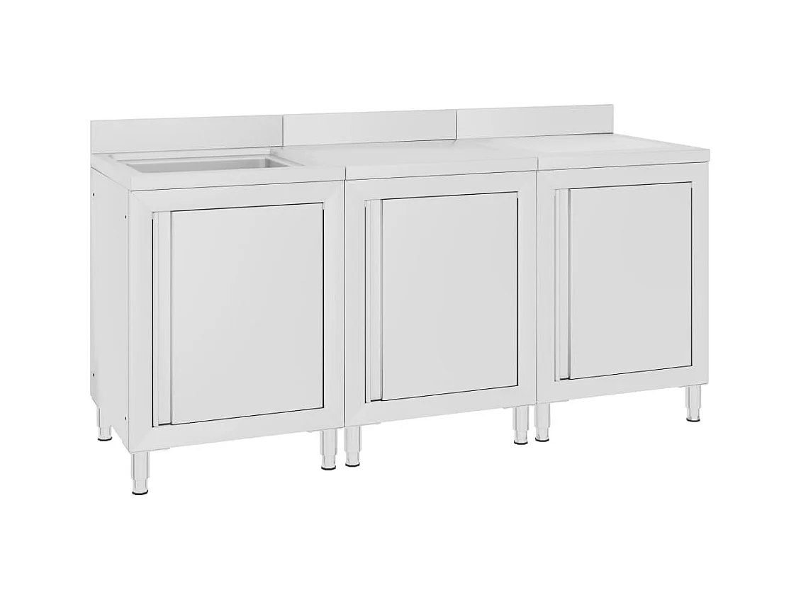 Pia de cozinha comercial 180 x 60 x 96 cm aço inoxidável 02_0000721