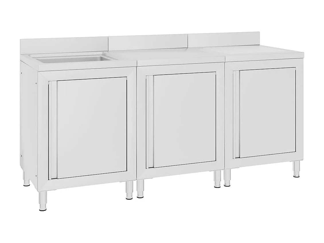 Évier de cuisine commercial argenté 180 x 60 x 95 cm 02_0000721