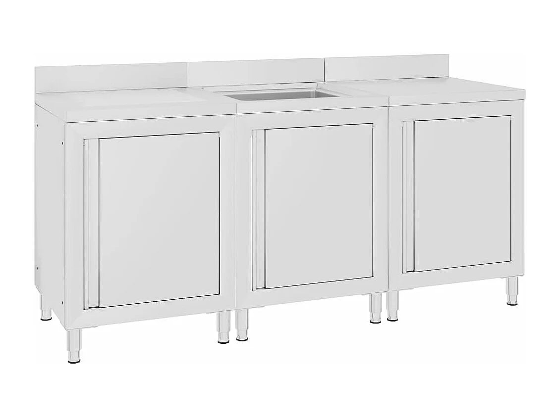 Évier de cuisine commercial argenté 180 x 60 x 95 cm 02_0000721