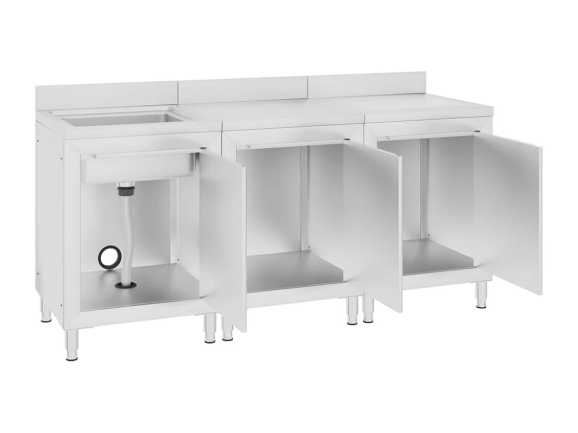 Évier de cuisine commercial argenté 180 x 60 x 95 cm 02_0000721