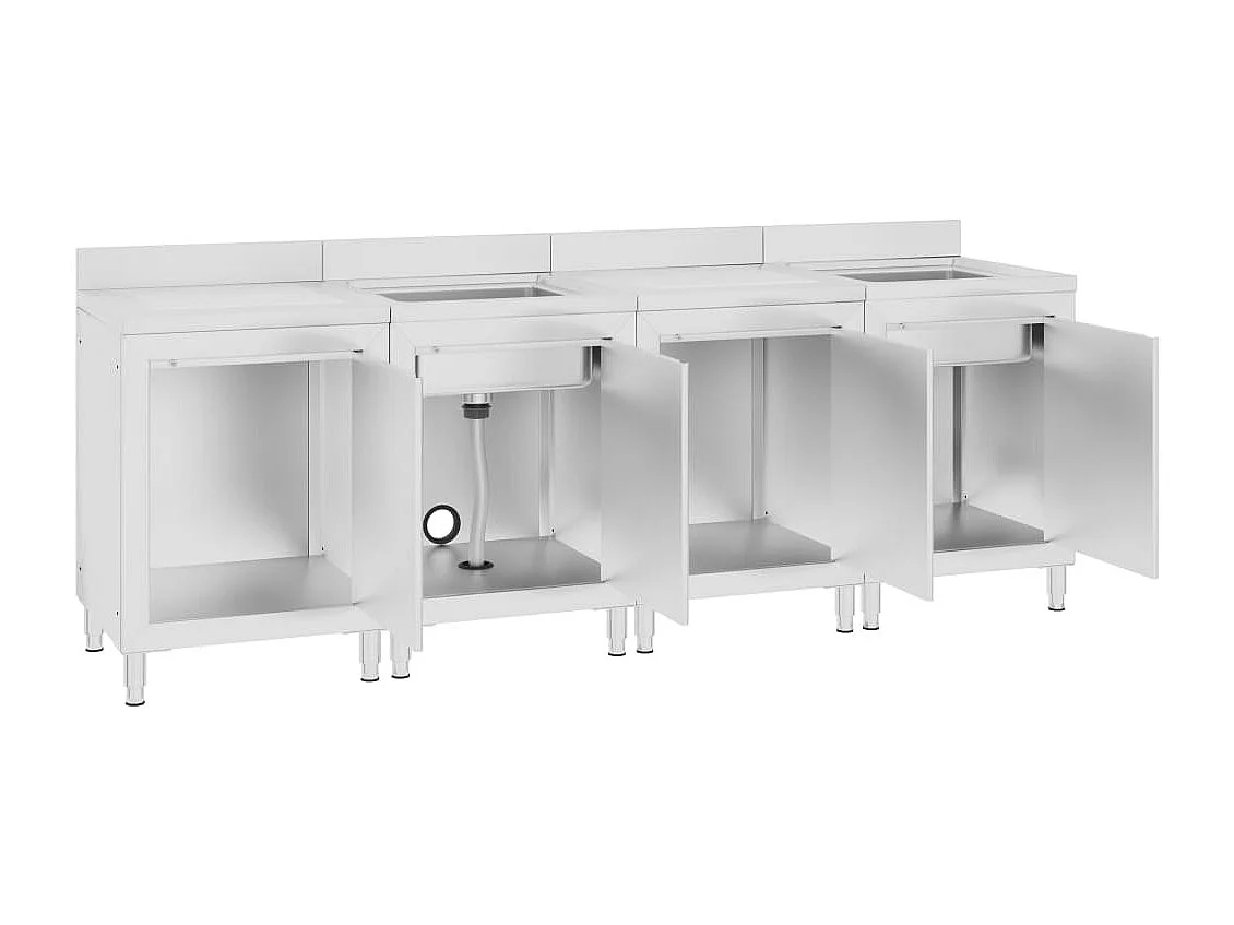 Évier de cuisine commercial argenté 240 x 60 x 95 cm 02_0000722