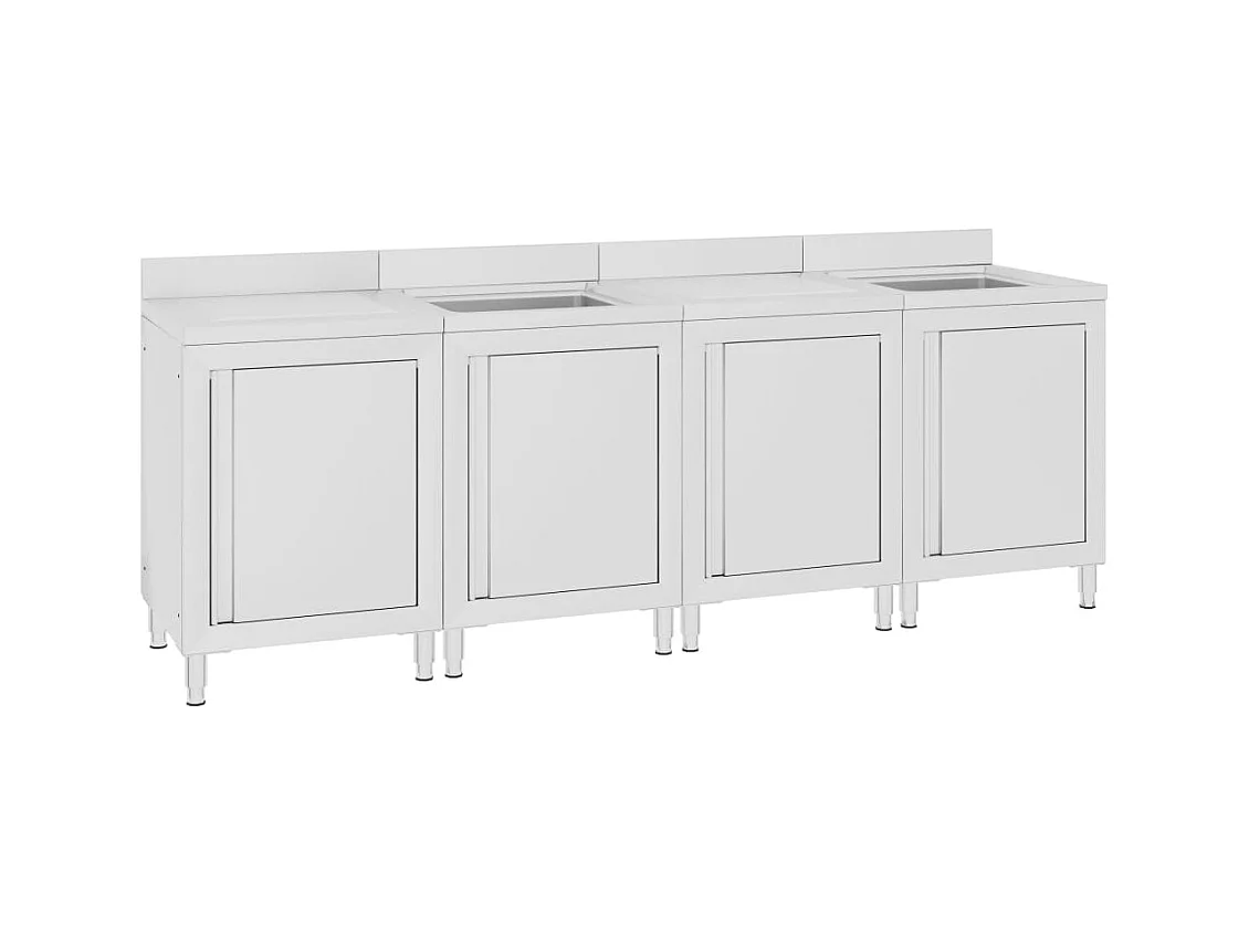 Pia de cozinha comercial 240 x 60 x 96 cm aço inoxidável 02_0000722