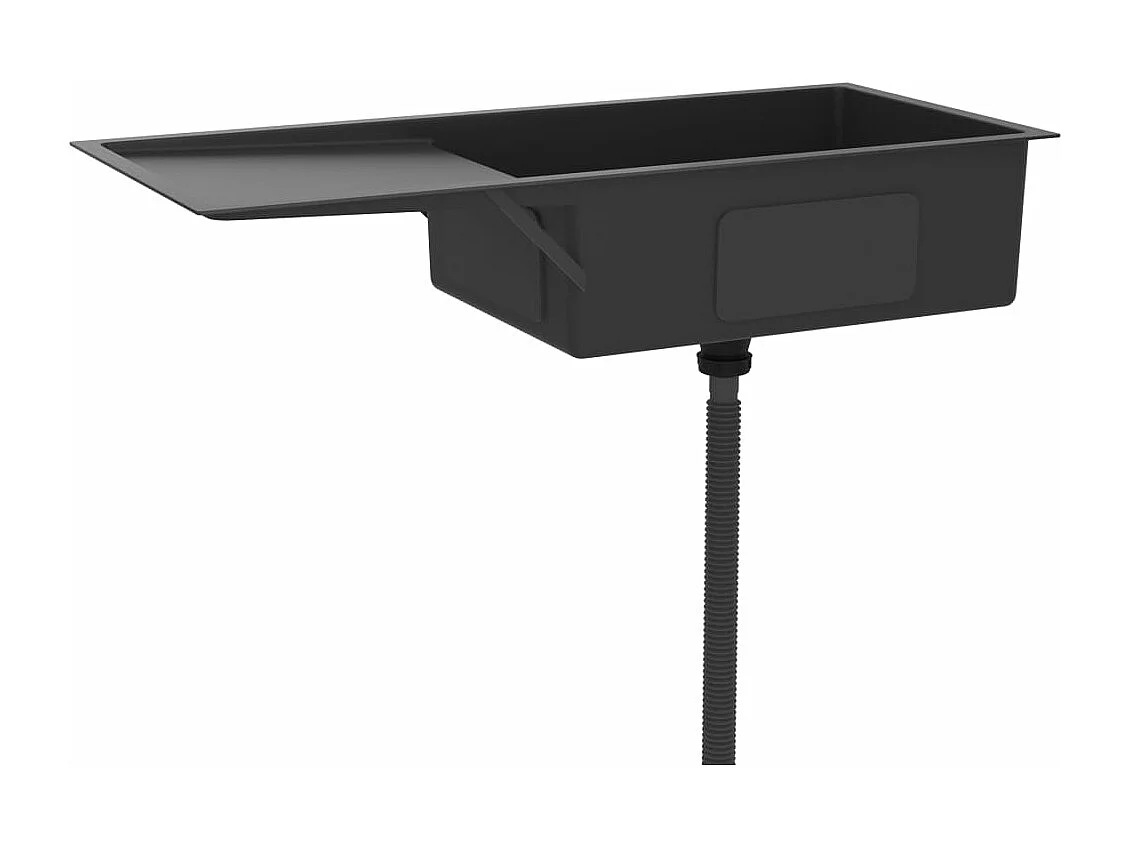 Pia de cozinha artesanal 100 x 44 cm aço inoxidável preto 02_0002476