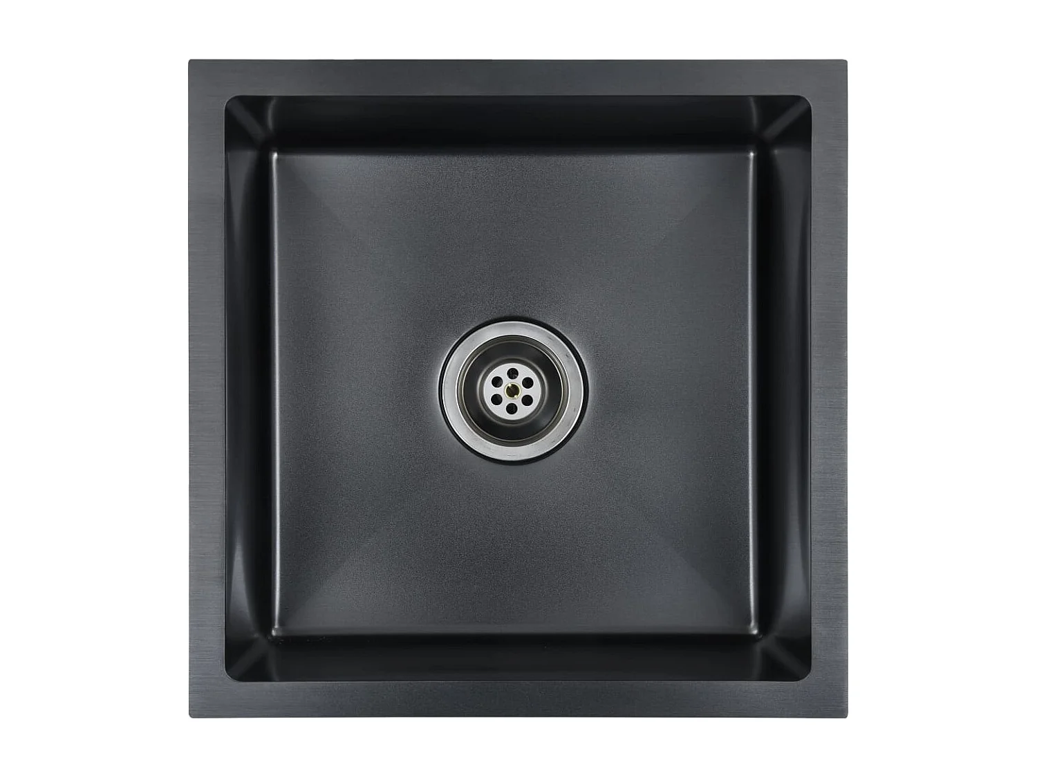 Fregadero de cocina hecho a mano con colador de acero inoxidable negro 02_0002368