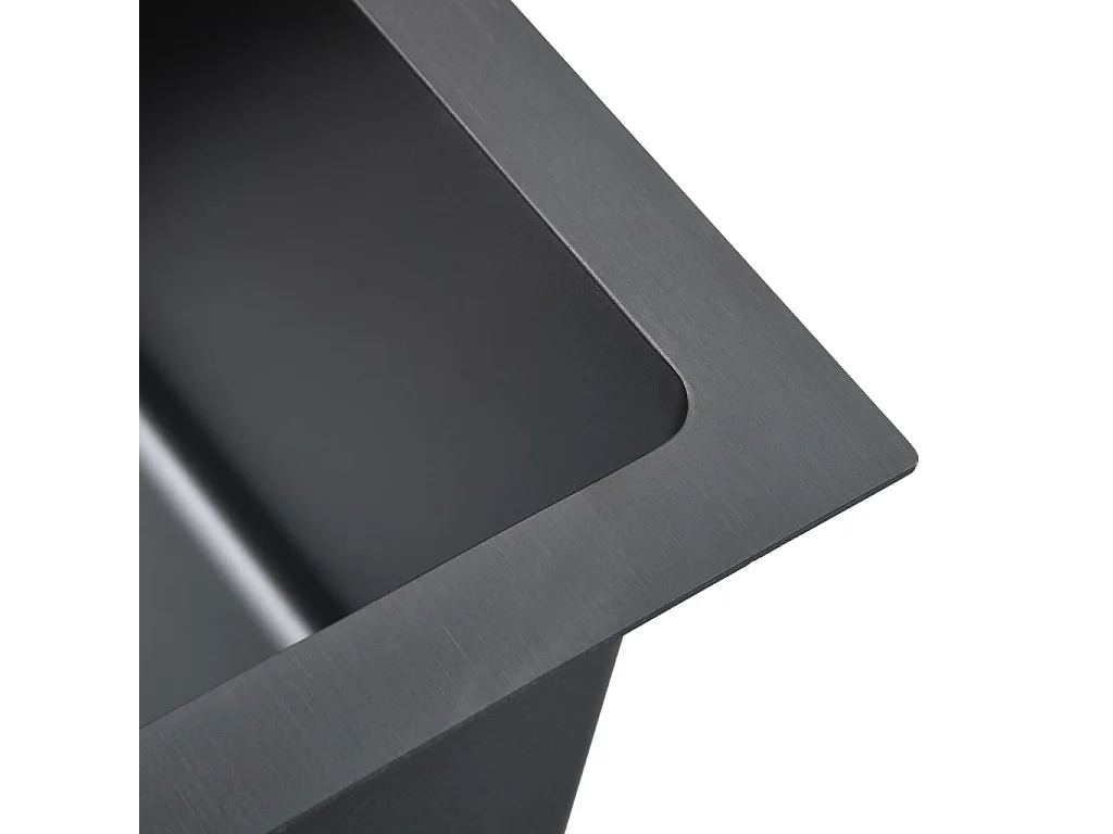 Fregadero de cocina hecho a mano con colador de acero inoxidable negro 02_0002368