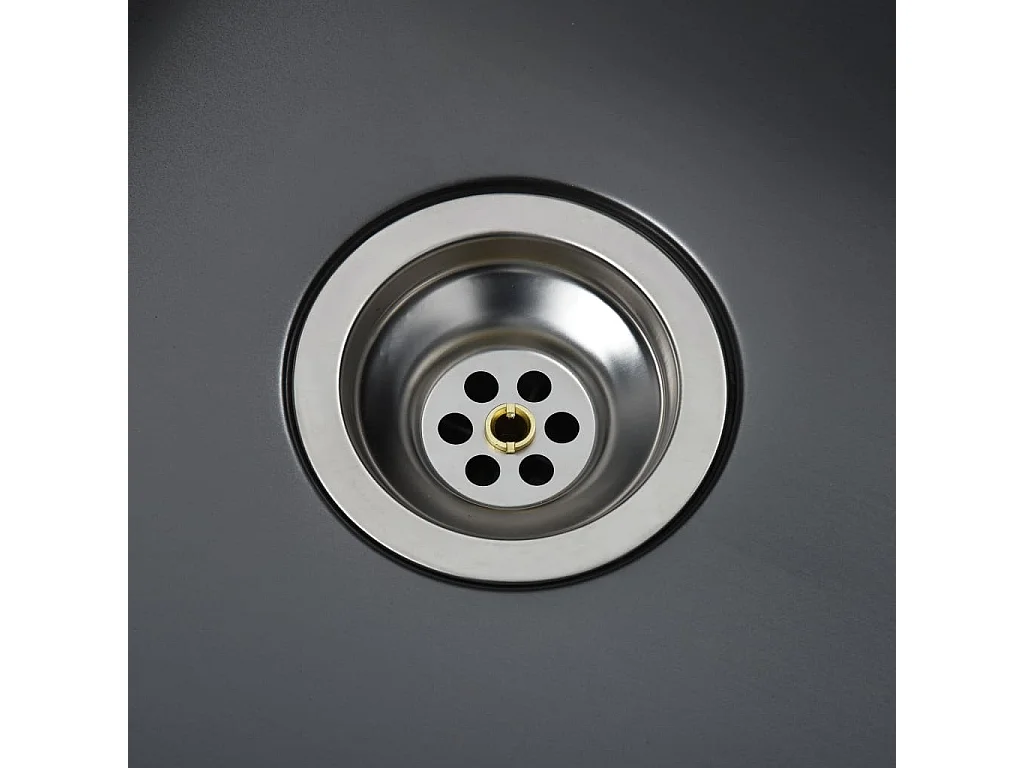 Fregadero de cocina hecho a mano con colador de acero inoxidable negro 02_0002368