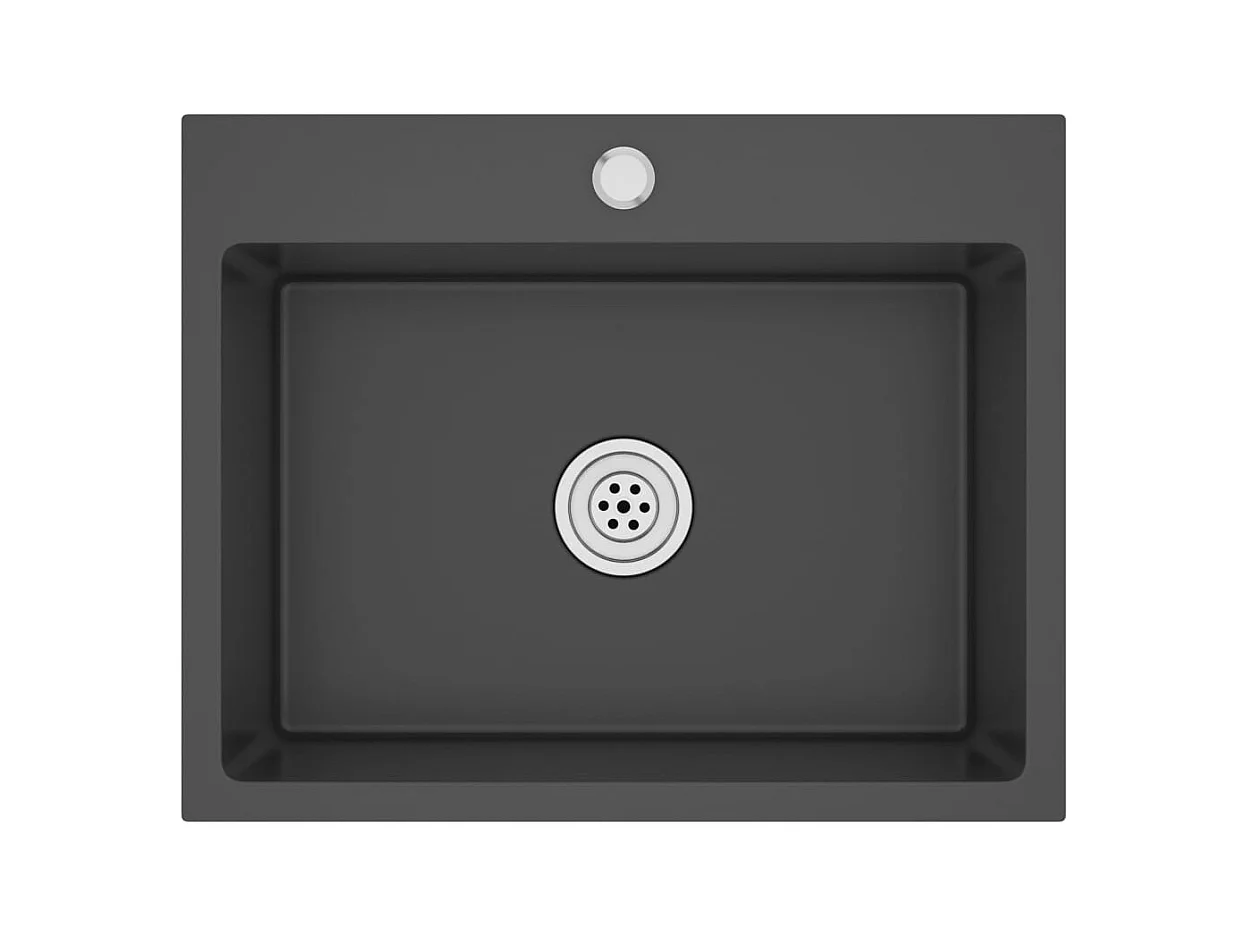 Lavello da cucina fatto a mano 55 x 44 cm acciaio inox nero 02_0002462