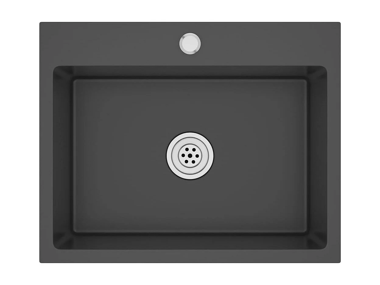 Fregadero de cocina hecho a mano 55 x 44 cm acero inoxidable negro 02_0002462