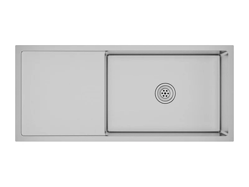 Pia de cozinha artesanal 100 x 44 cm aço inoxidável prateado 02_0002475