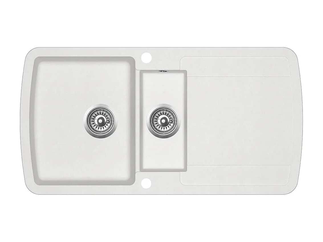 Lavello cucina doppio 96 x 50 cm lavabo in granito bianco 02_0002340