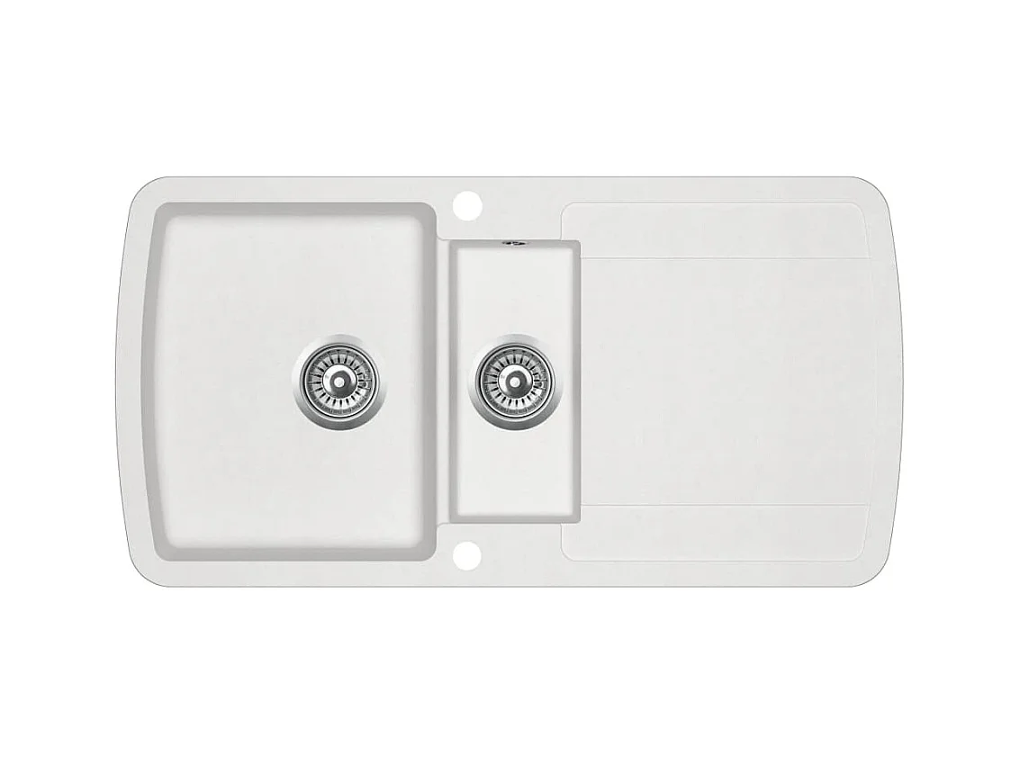 Évier de cuisine double blanche 96 x 50 x 31 cm 02_0002340