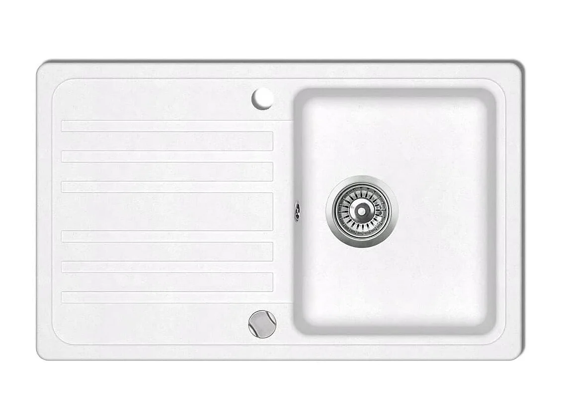 Lavello da cucina reversibile in granito a 1 vasca con gocciolatoio color crema 02_0002306