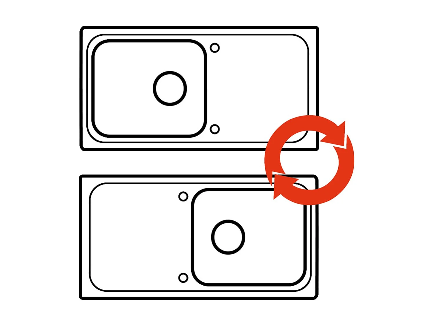 Lavello da cucina reversibile in granito a 1 vasca con gocciolatoio color crema 02_0002306