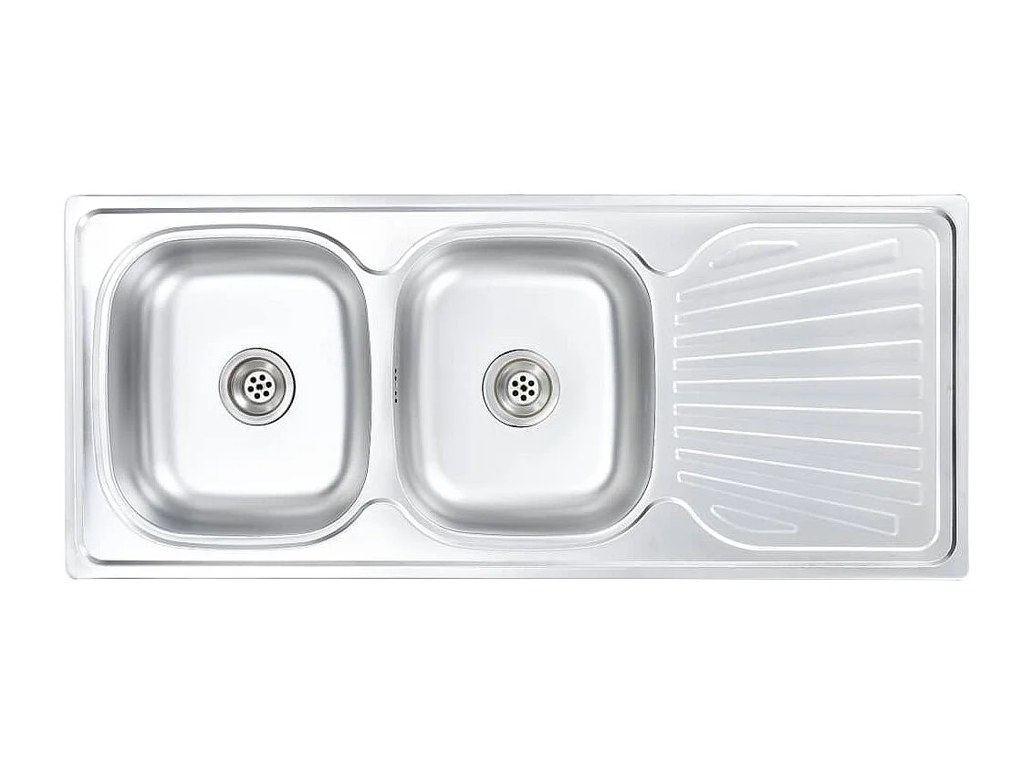 Évier double de cuisine argenté 120 x 50 x 16 cm 02_0002360