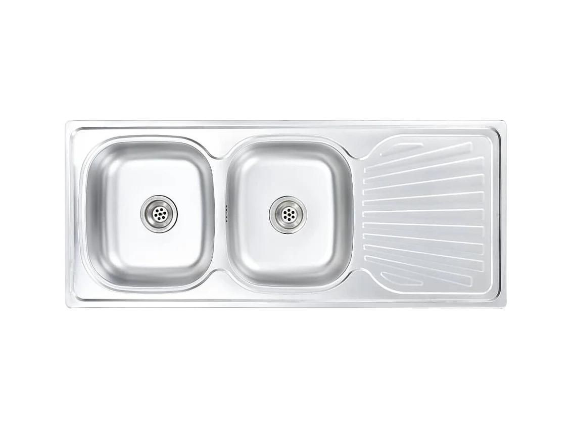 Pia de cozinha dupla com filtro e sifão 120 x 50 cm aço inoxidável 02_0002360