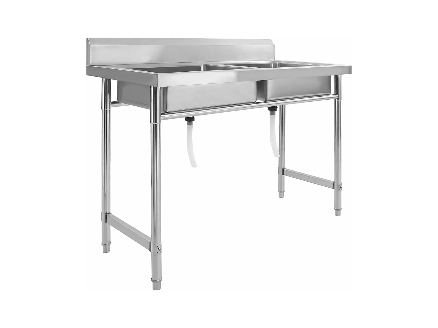 Pia de cozinha com lavatório duplo profissional 120 x 60 cm aço inoxidável 02_0002332