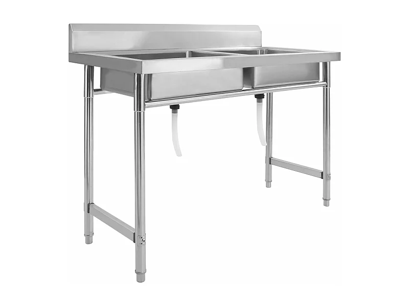 Évier de cuisine professionnel argenté 120 x 60 x 85 cm 02_0002332