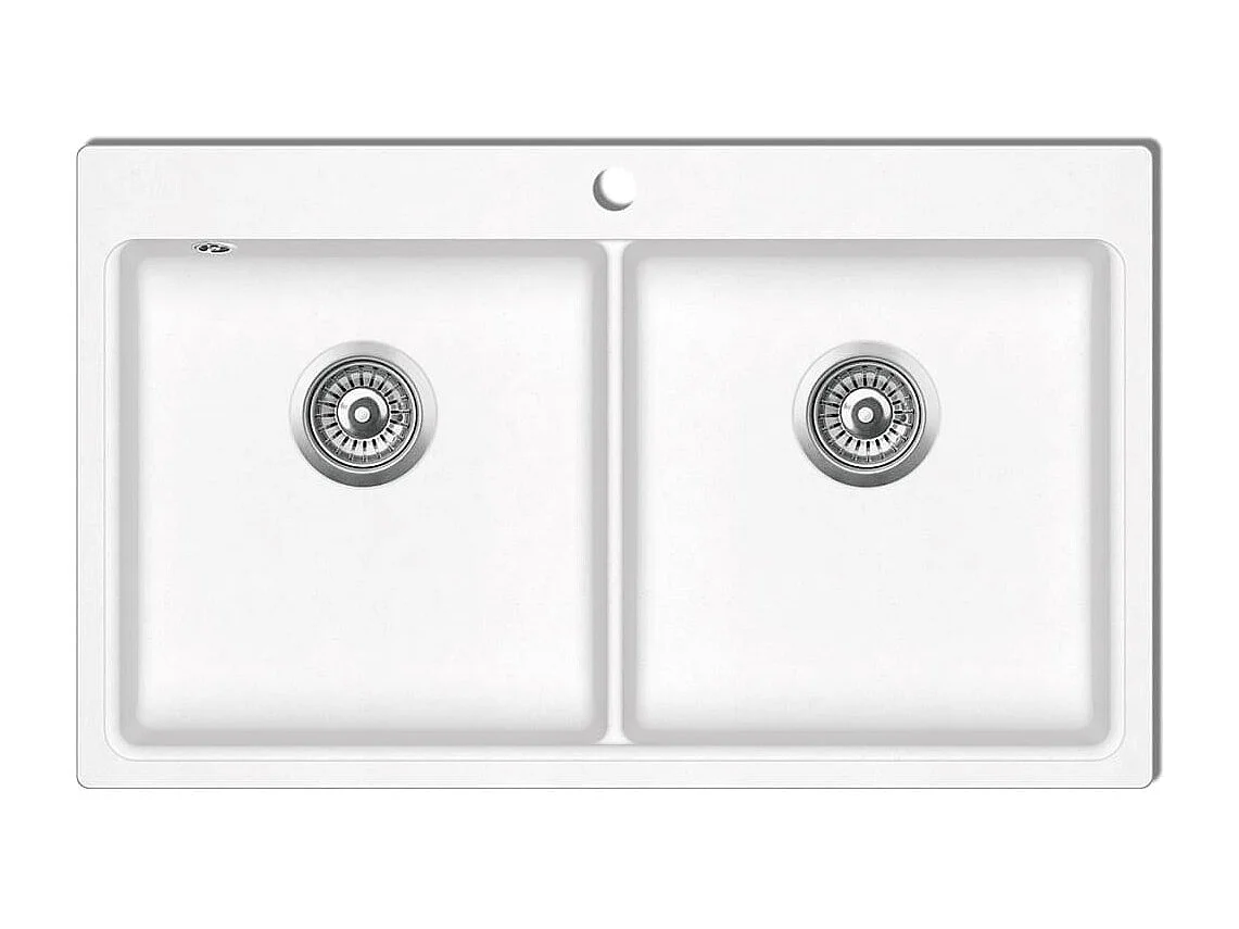 Lavello da cucina sottotop a 2 vasche in granito bianco crema 02_0002312