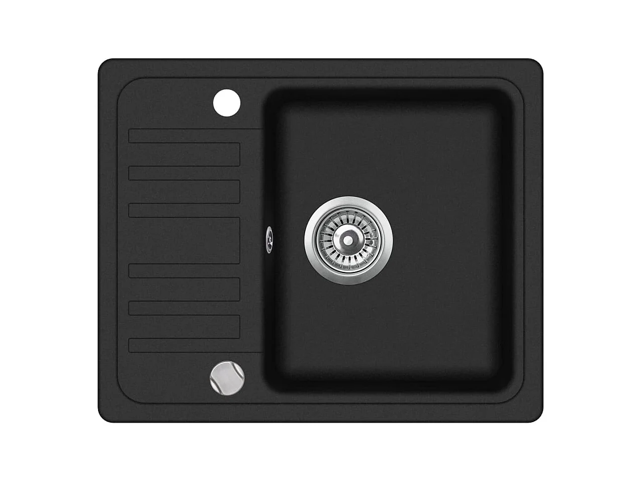 Lavello da cucina in granito vasca singola 57,5 ​​x 46 cm nero 02_0002321