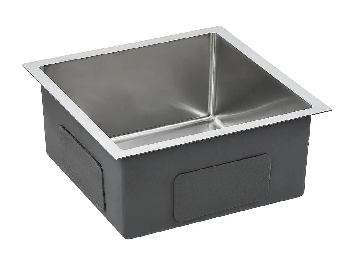 Fregadero de cocina hecho a mano con colador 44 x 44 cm acero inoxidable 02_0002362