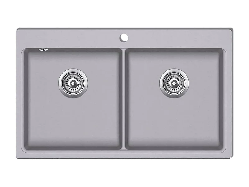 Lavello cucina ad incasso con 2 vasche 86 x 51 cm in granito bianco grigio 02_0002311