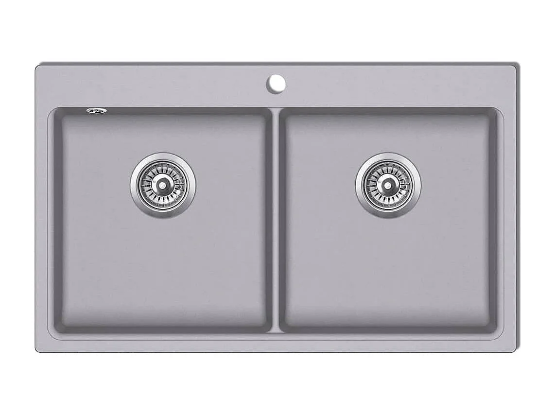 Pia de cozinha embutida com 2 cubas 86 x 51 cm em granito branco cinza 02_0002311
