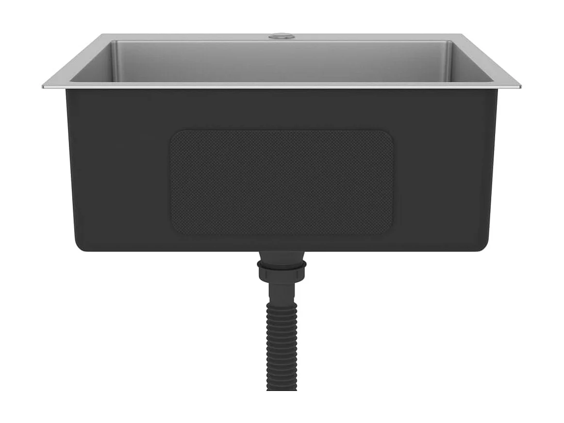 Fregadero de cocina hecho a mano 53 x 50 cm acero inoxidable plateado 02_0002459