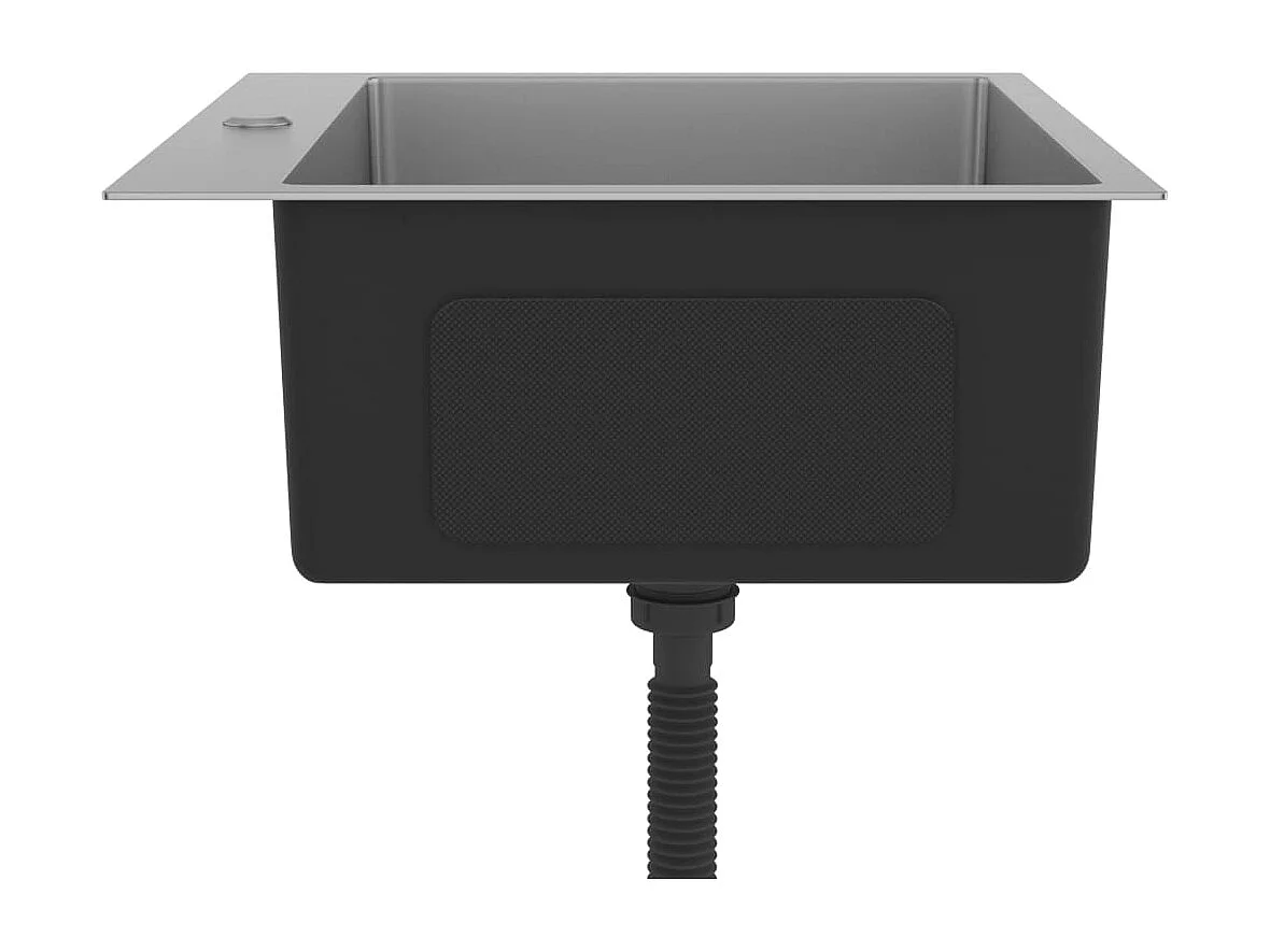 Fregadero de cocina hecho a mano 53 x 50 cm acero inoxidable plateado 02_0002459