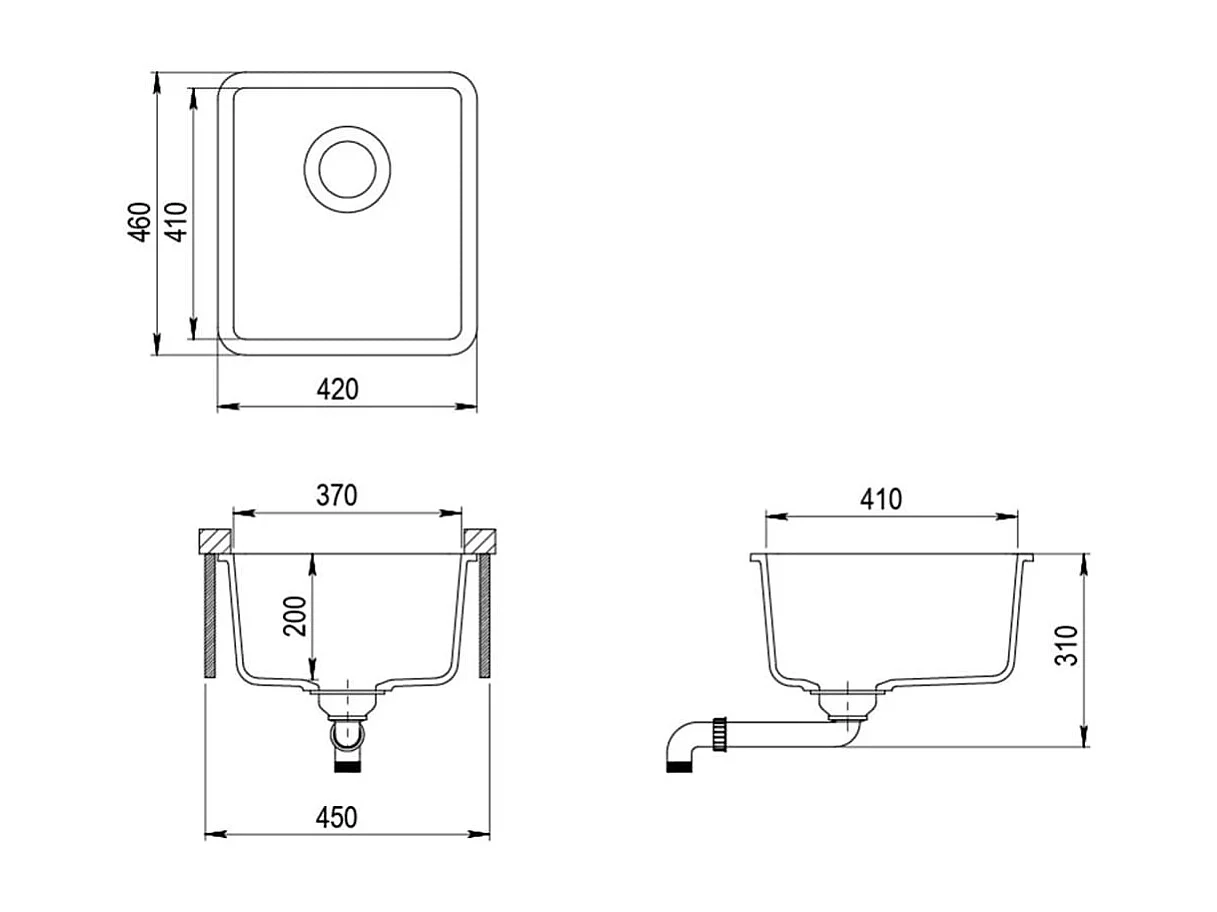 Évier de cuisine granit blanche 42 x 46 x 31 cm 02_0002354