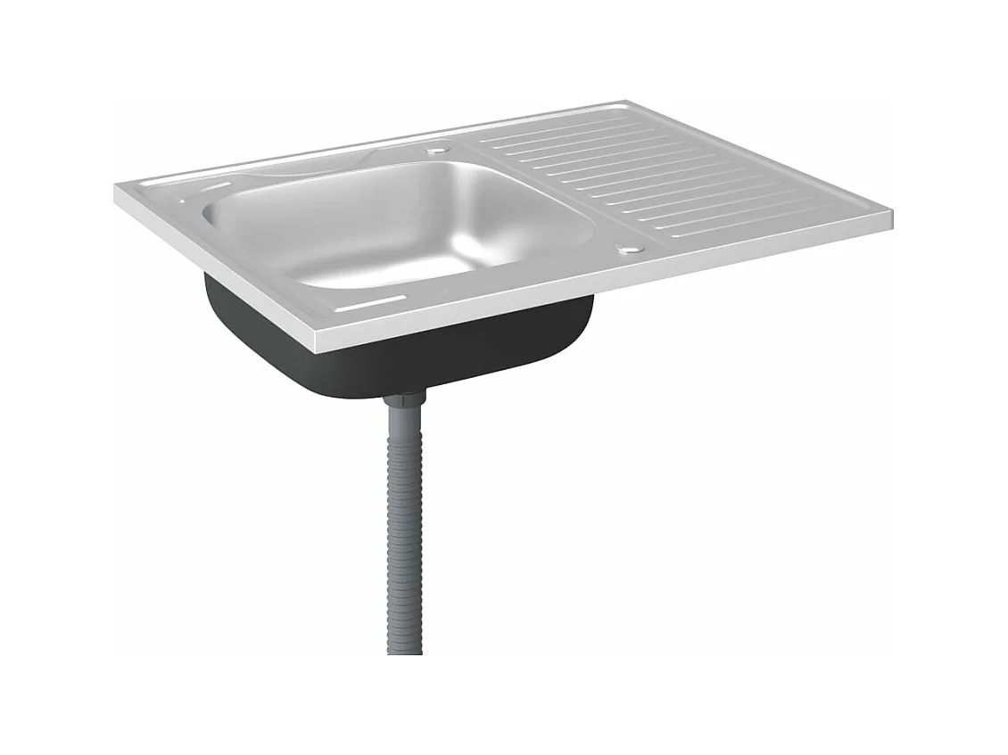 Conjunto de pia e escorredor de cozinha prata 80 x 60 cm aço inoxidável 02_0002428
