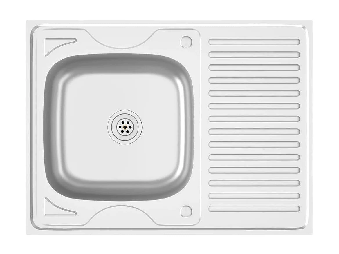 Juego de fregadero y escurridor de cocina plateado 80 x 60 cm acero inoxidable 02_0002428