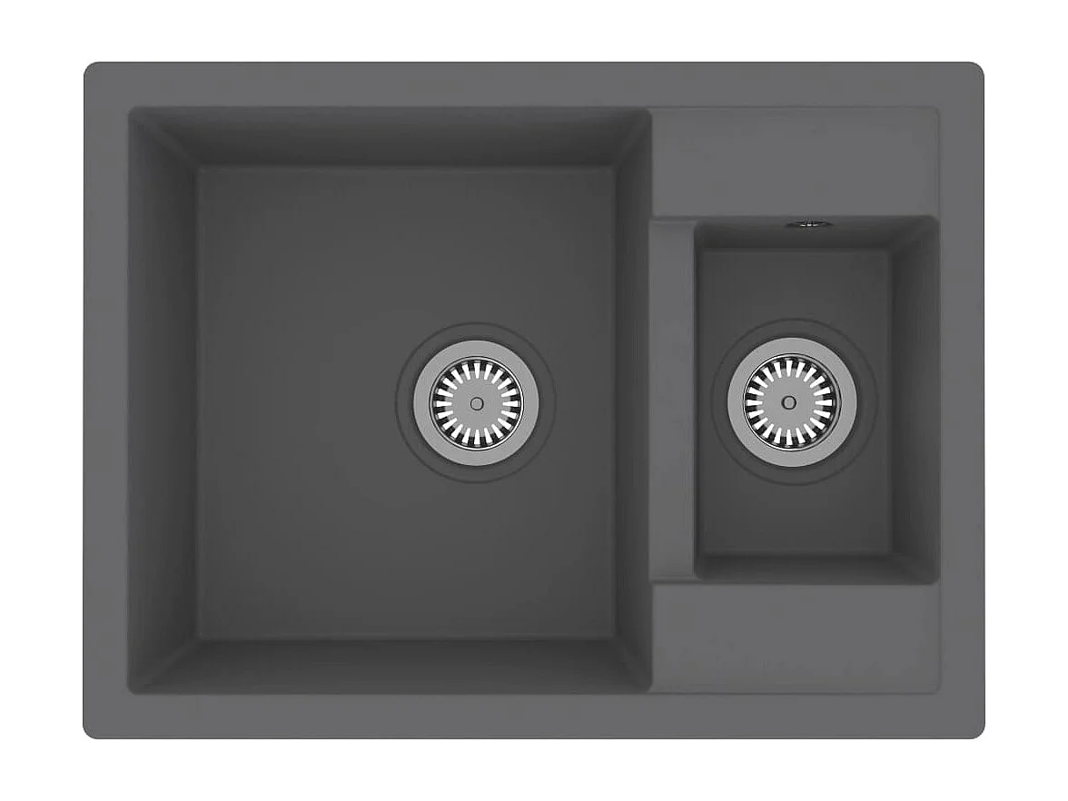 Fregadero de cocina y dos lavabos con rebosadero 58 x 44 cm granito gris 02_0004381