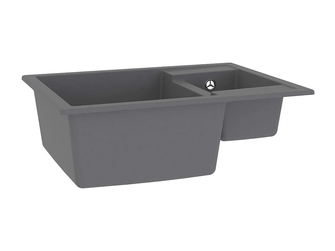 Fregadero de cocina y dos lavabos con rebosadero 58 x 44 cm granito gris 02_0004381