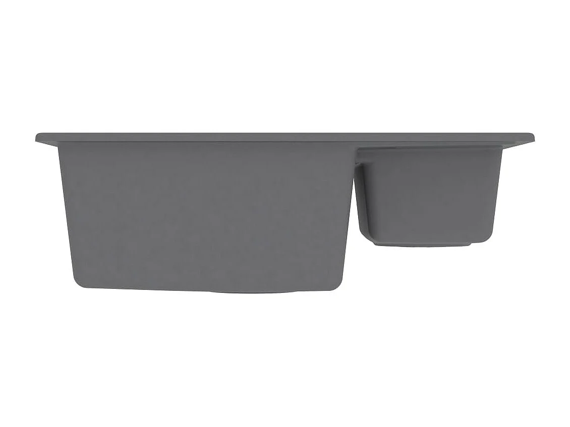 Fregadero de cocina y dos lavabos con rebosadero 58 x 44 cm granito gris 02_0004381