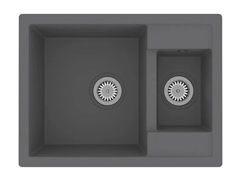 Fregadero de cocina y dos lavabos con rebosadero 58 x 44 cm granito gris 02_0004381