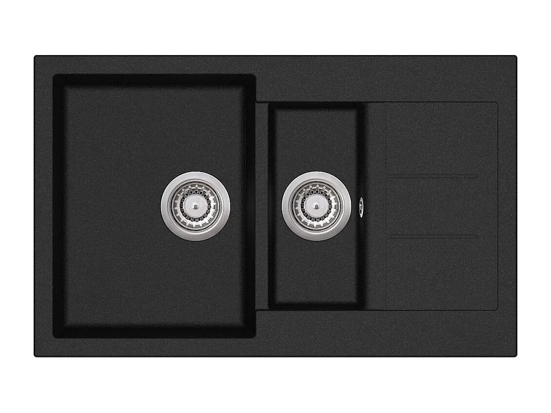 Lavello da cucina in granito nero a doppia vasca 02_0002319