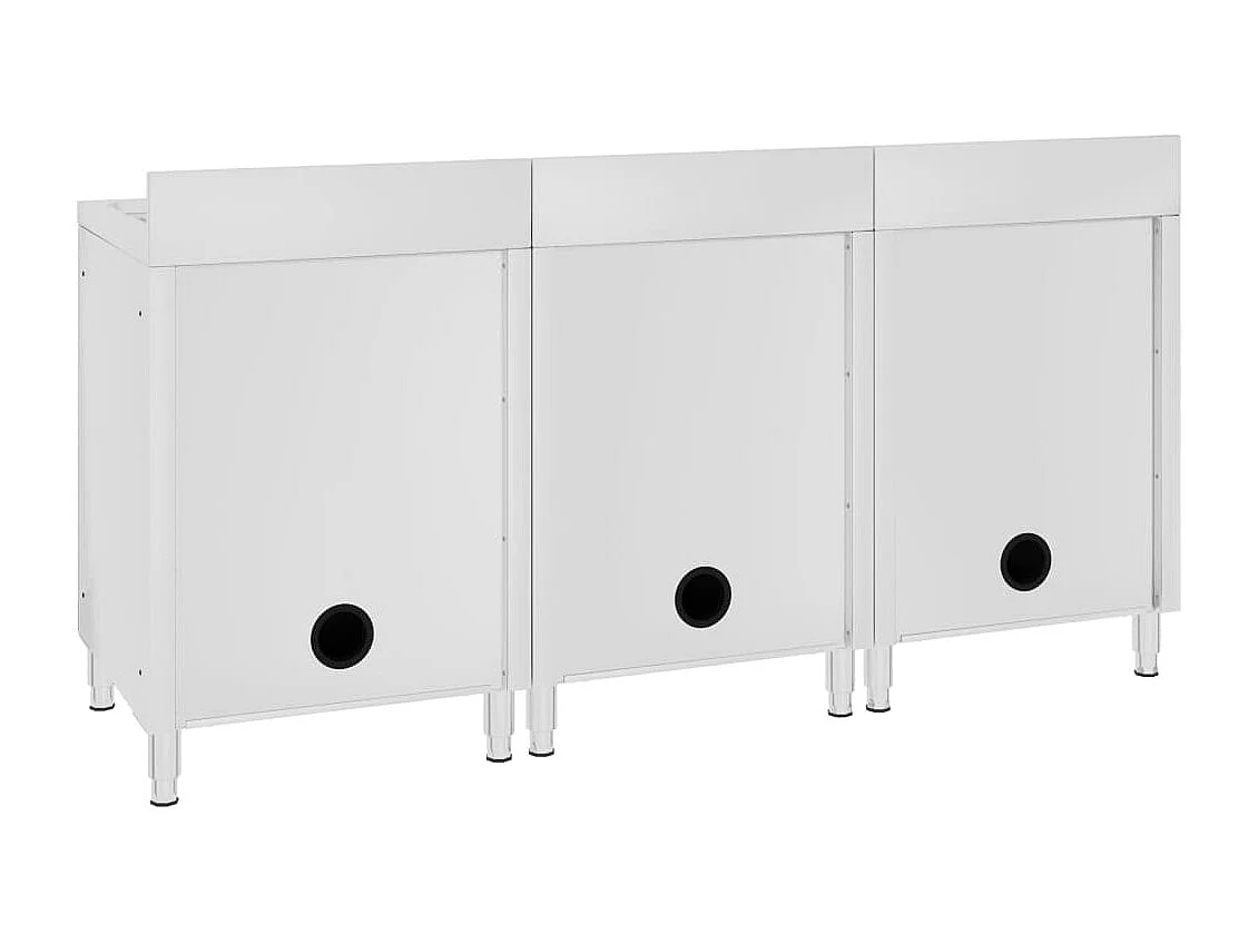 Lot de 3 éviers argenté 180 x 60 x 95 cm 02_0000726