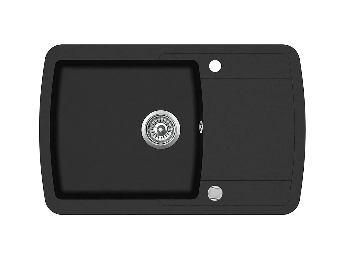 Lavello da cucina in granito vasca singola 78 x 50 cm nero 02_0002313