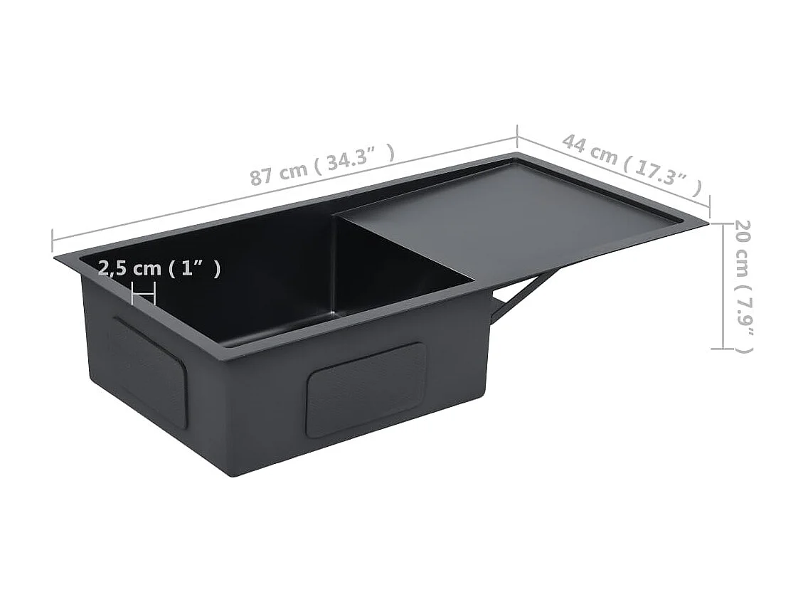 Évier de cuisine fait argenté 87 x 44 x 20 cm 02_0002371