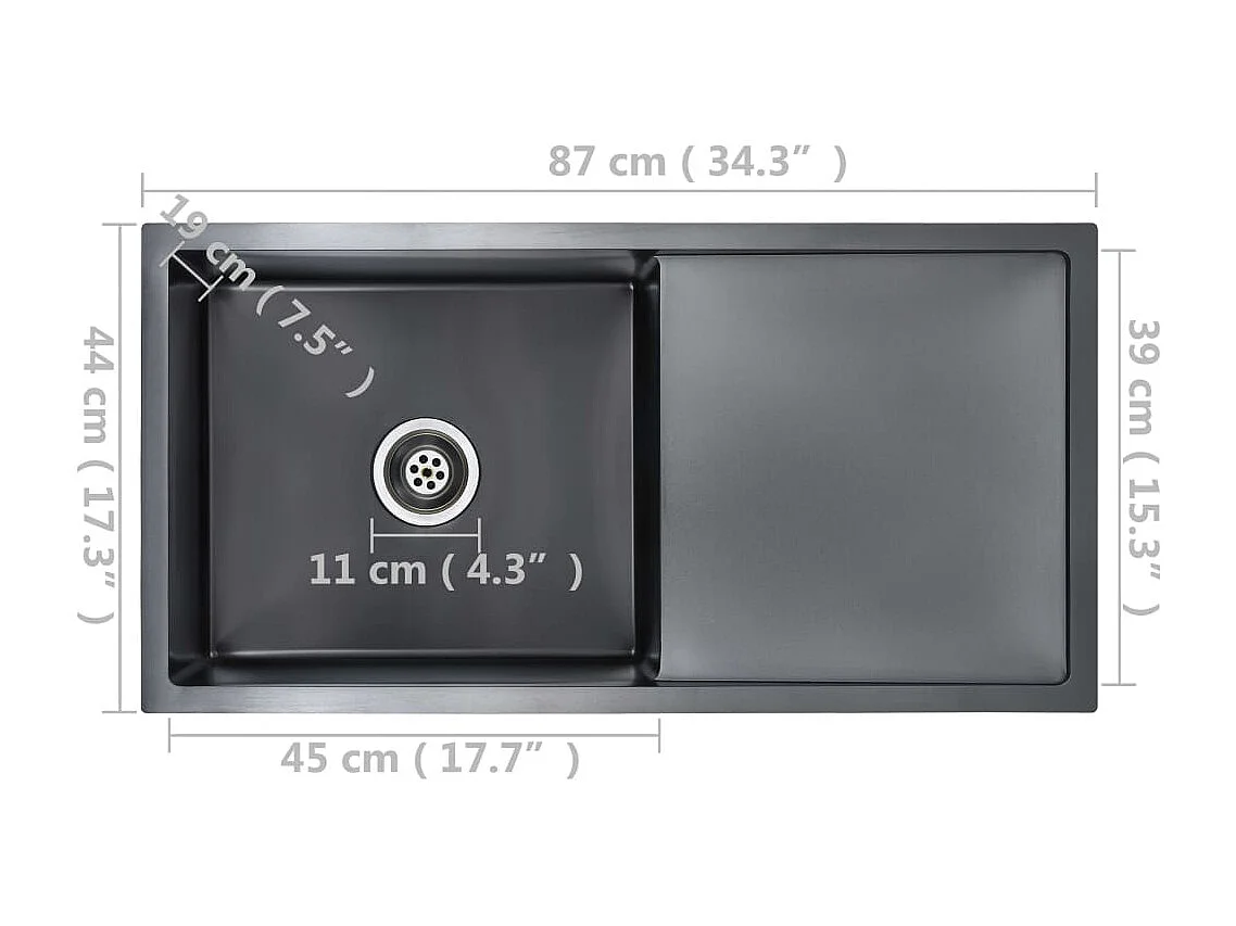 Évier de cuisine fait argenté 87 x 44 x 20 cm 02_0002371