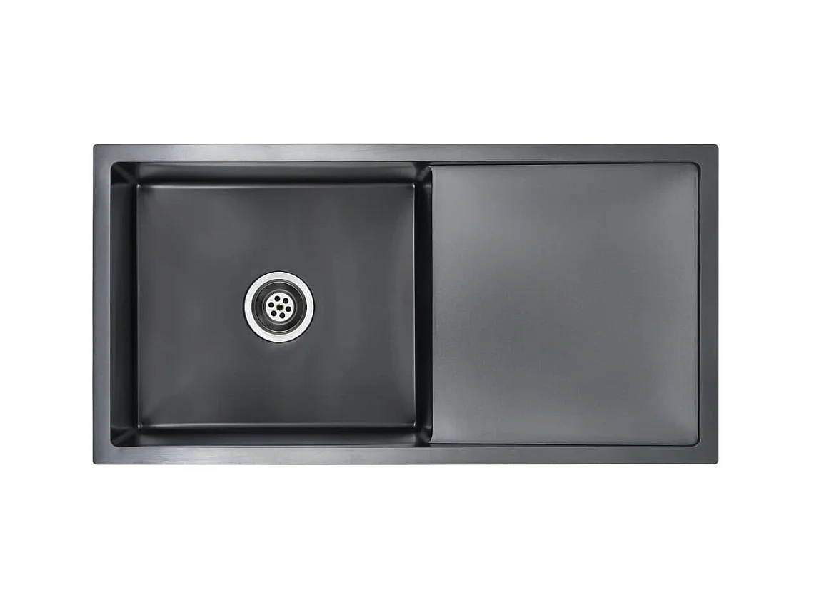 Lavello da cucina fatto a mano con filtro in acciaio inox nero 02_0002371