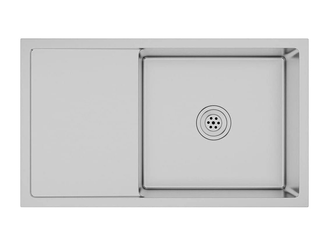 Pia de cozinha artesanal 75 x 44 cm aço inoxidável prateado 02_0002469