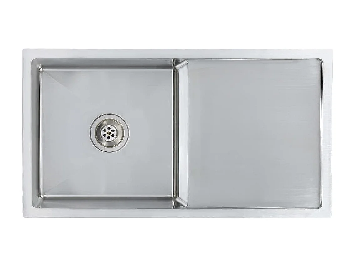 Lavello da cucina fatto a mano con piletta 87 x 44 cm in acciaio inox con finitura spazzolata 02_0004384