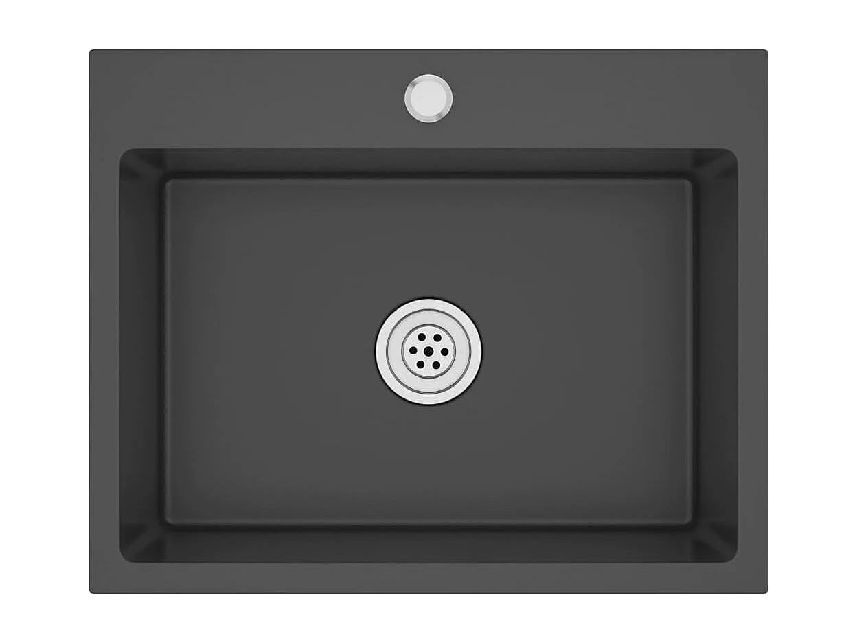 Fregadero de cocina hecho a mano 59 x 44 cm acero inoxidable negro 02_0002464