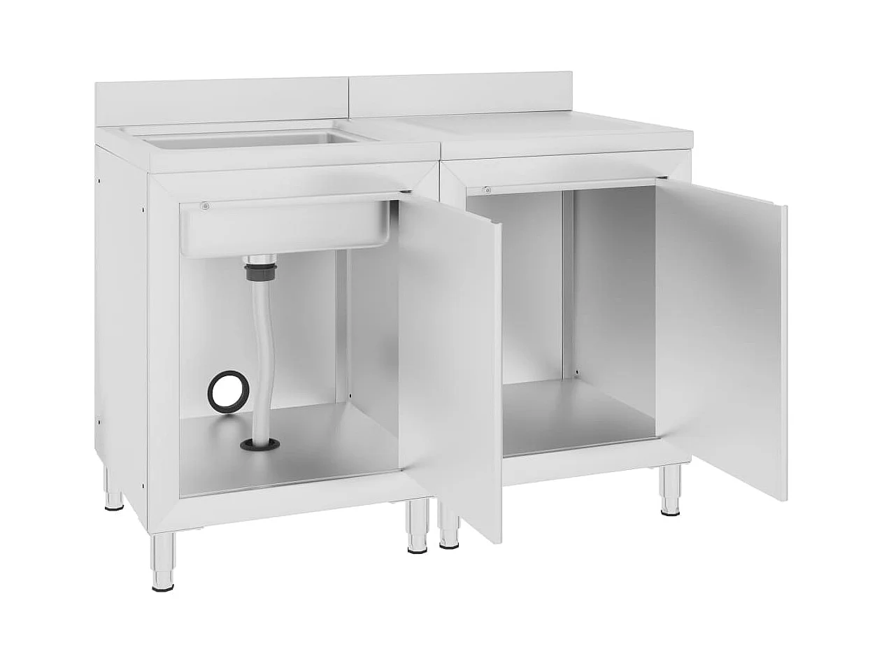 Pia de cozinha comercial em aço 120 x 60 x 96 cm aço inoxidável 02_0000724