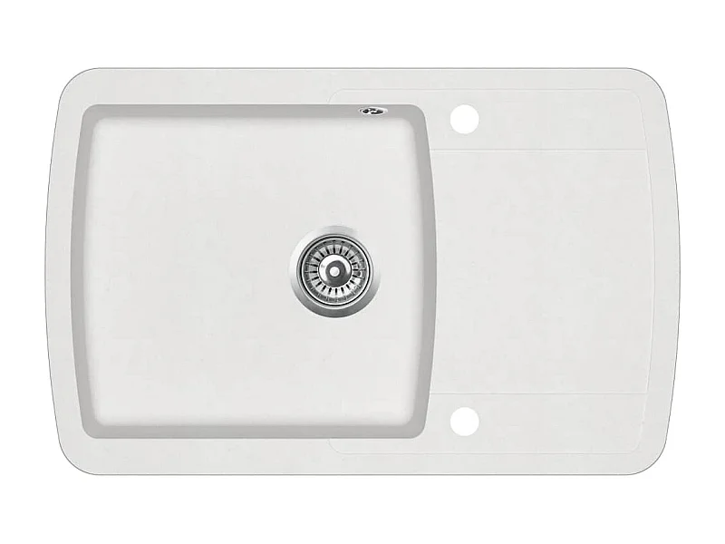 Lavello cucina 78 x 50 cm lavabo singolo granito bianco 02_0002338