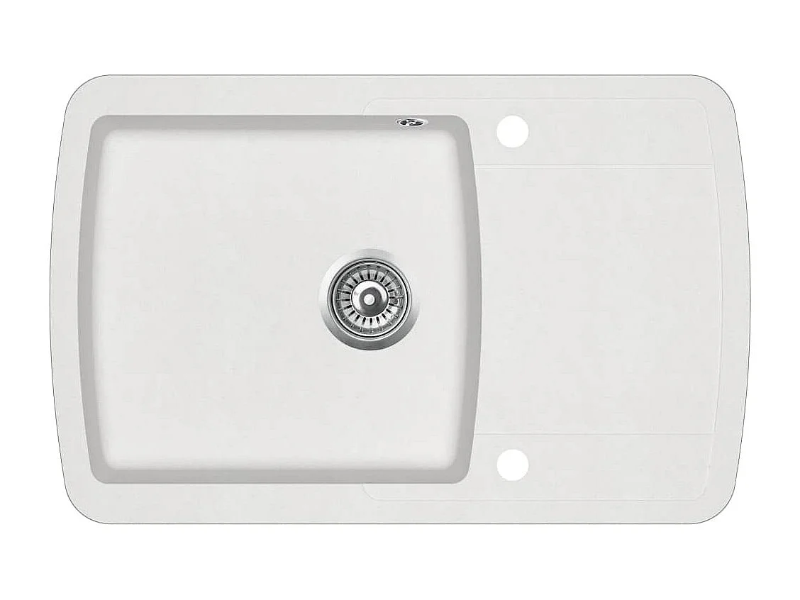 Lavello cucina 78 x 50 cm lavabo singolo granito bianco 02_0002338